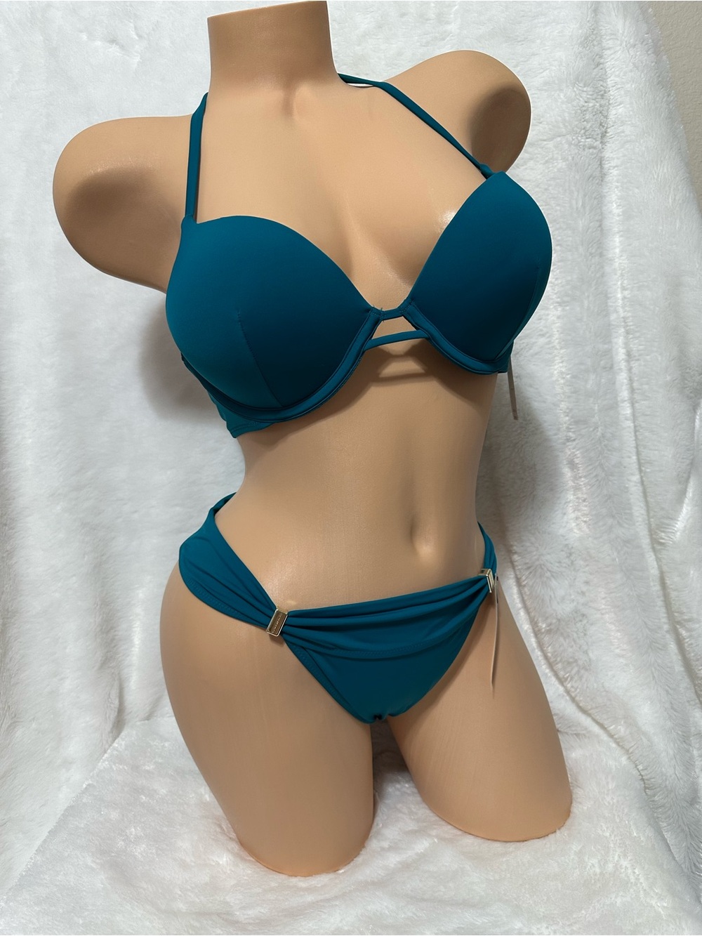 34B Small Victoria secret Teal Push-Up Halter Bikini Set - Women Swim